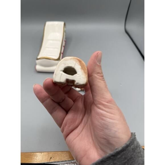 Ceramic Santa Bear Sleigh Set Christmas Centerpiece 5 Pc — Read Cracks on One - Picture 10 of 12